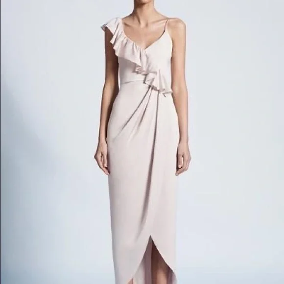 Shona Joy | Dresses | Shona Joy Asymmetrical Frill Draped Dress Nwt Color  Porcelain | Poshmark